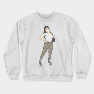 Fashionista White Shirt And Cargo Pants Crewneck Sweatshirt